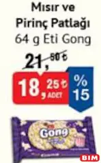 ETİ GONG MISIR VE PİRİNÇ PATLAĞI 64 G ETİ GONG MISIR VE PİRİNÇ PATLAĞI 64 G